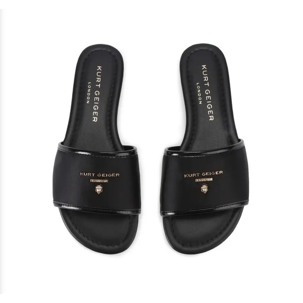 Kurt Geiger London Portobello Flat Sandal Women Black Excellence Eagle Head Logo